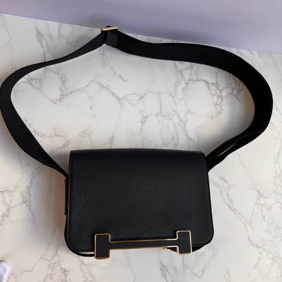 Authentic Brand New Hermes Geta Bag in black chevre leather - Picture 4 of 14